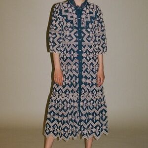 Sea New York Alexandra embroidered midi dress women’s size 2